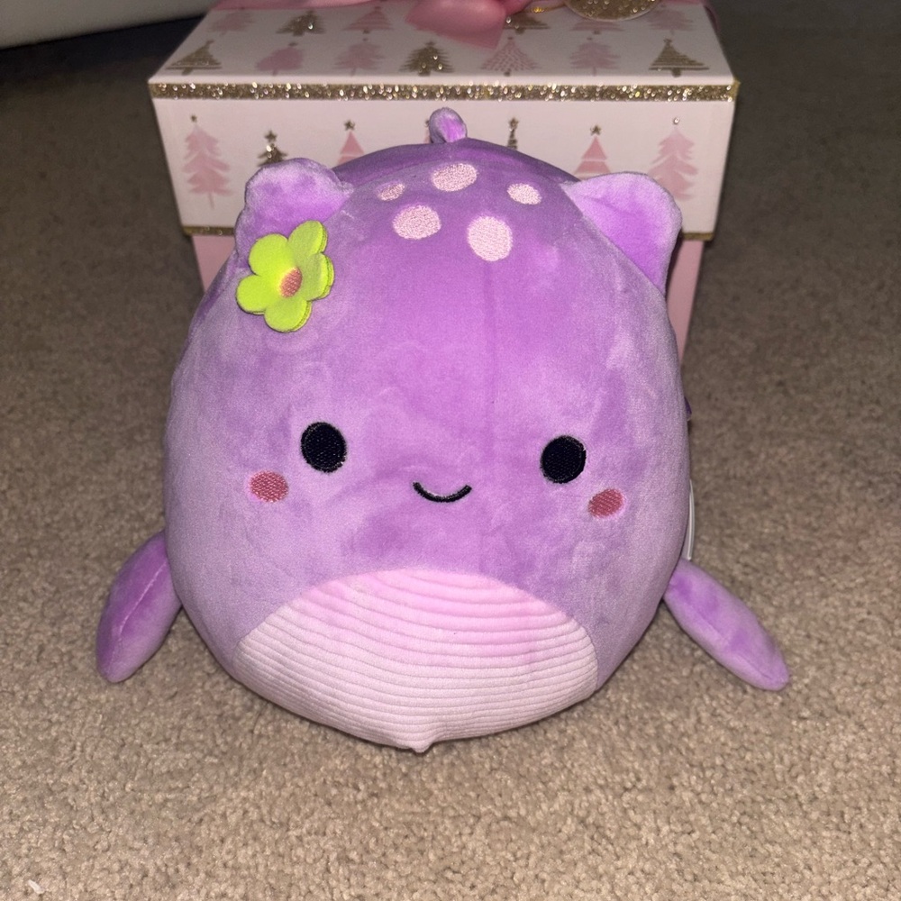 Squishmallows Purple Plush with Flower Detail